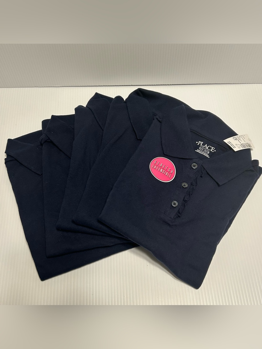 5 Polo Shirt Big Girls L 10/12 ~ Navy Ruffle ~ Children's Place ~ School Uniform